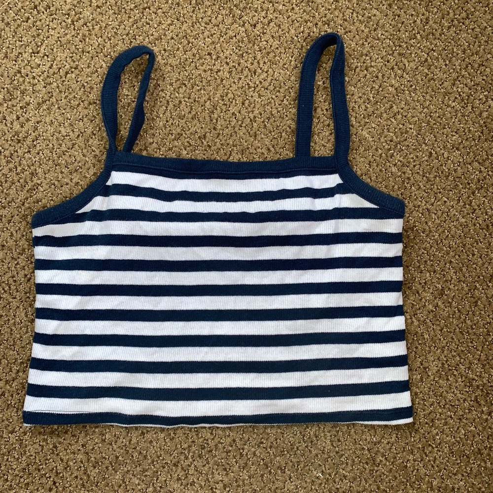 Navy and white striped crop top